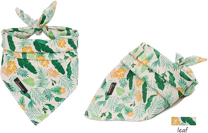 ARING PET Summer Dog Bandanas, Autumn Leaf Floral Kerchief Triangle Bibs Scarf - Image 4