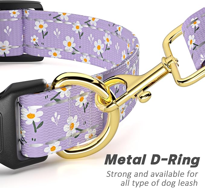 Reflective Dog Collar for Large Dogs, Cute Flower Theme Adjustable Heavy-Duty - Image 5