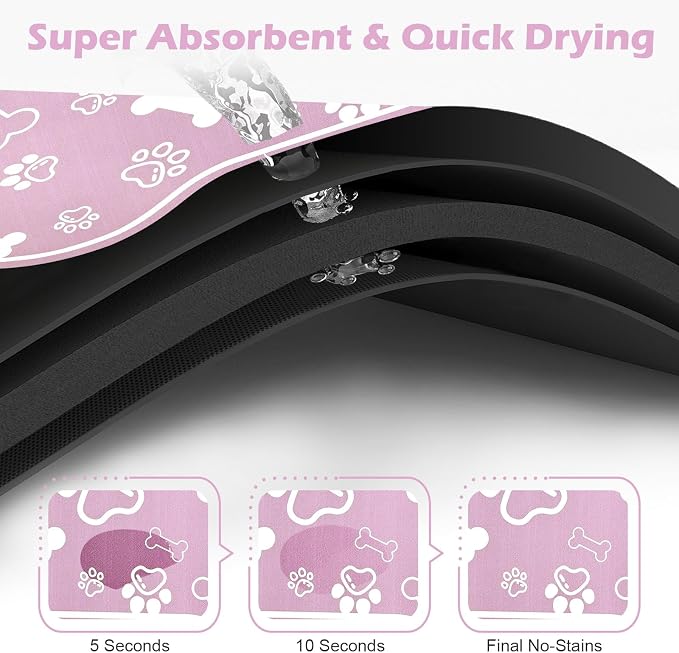 Dog Cat Mat for Food and Water, Rapid Absorbent Pet Feeding Mat, Bone Shaped - Image 2