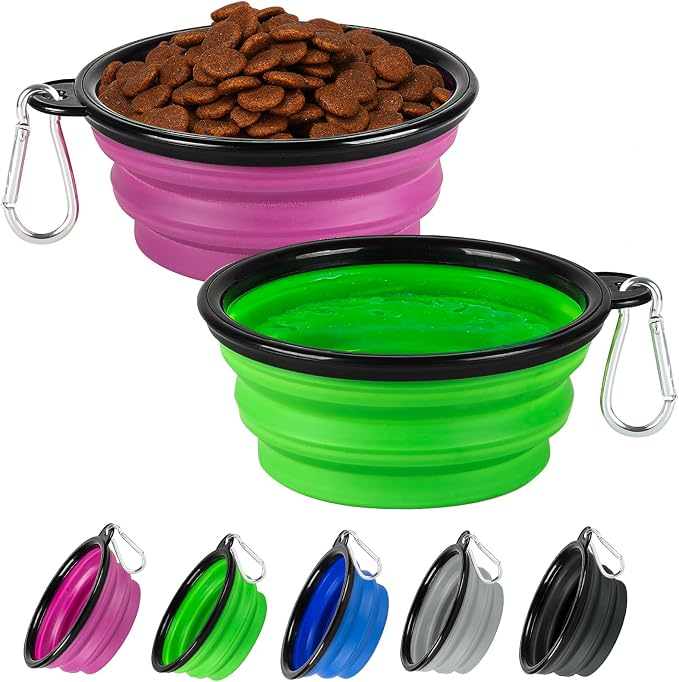 Collapsible Dog Bowl 2 Pack, Dog Water Bowls by HOSCAPE
