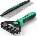 Pet Grooming Brush and Metal Comb Combo, Cat Brush Dog Brush by Docrok