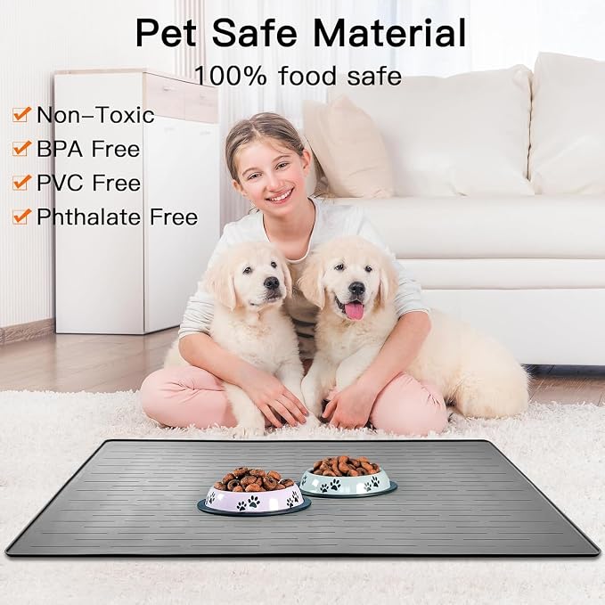 48" x 32" Largest Pet Food Mat, XXXL Silicone Dog Mats - Image 4