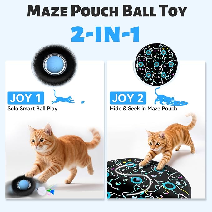 ORSDA Cat Toys, Interactive Fast Rolling Ball in Pouch, Hide and Seek - Image 3
