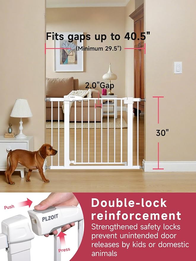 Baby Gate for Stairs, 29.5-40.5" Dog Gate for Doorways, Walk Thru Auto Close - Image 2