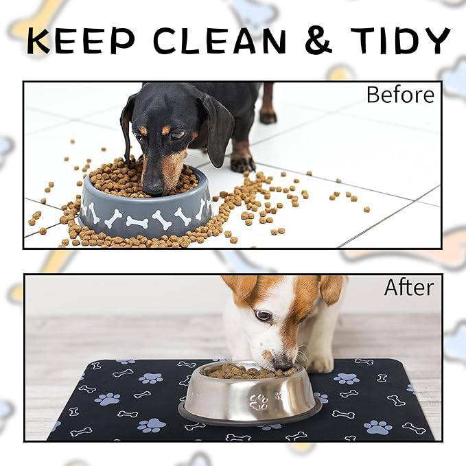 Pet Cat Dog Food Non Slip Mat for Water Bowl, Quick Dry Absorbent Feeding Mat - Image 5