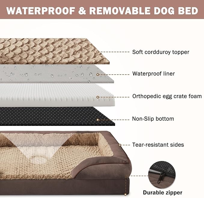 INVENHO Orthopedic Dog Bed for Extra Large Dogs, XXL Egg-Crate Foam Dog Couch - Image 4