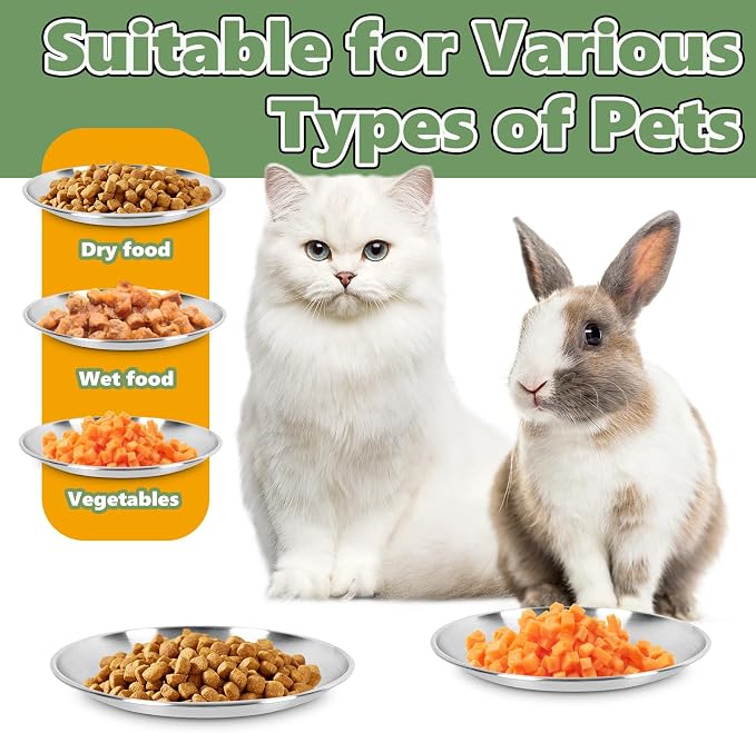 4-Pack Stainless Steel Cat Food Bowls, Shallow Whisker-Friendly Non-Slip - Image 7