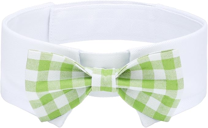 Segarty Dog Bow Tie for Neck Girths 12.6-15.7 inch, Adjustable Green Plaid by Segarty