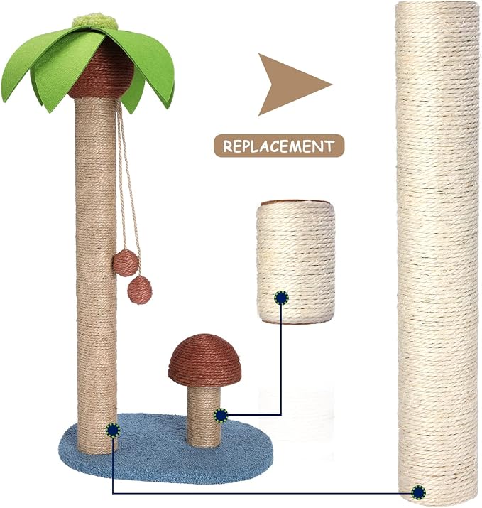 PowerKing Natural Sisal Replacement Scratching Post, 4 Pieces M8 Cat Scratch - Image 6