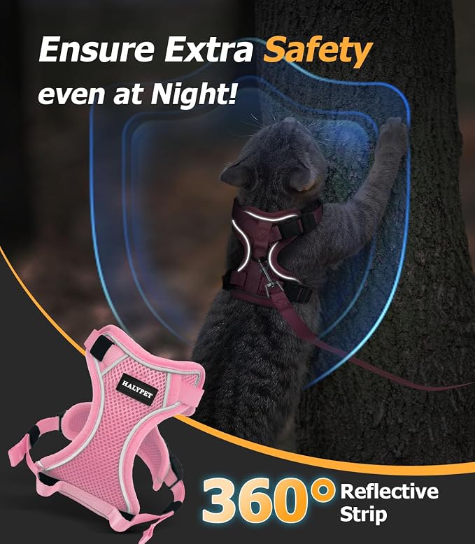 Halypet Cat Harness and Leash Set Escape Proof Adjustable Cat Leash Comfortable - Image 7