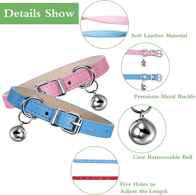 Weewooday 6 Pieces Leather Cat Collar - Image 3