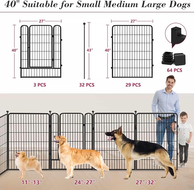 Dog Playpen 40 inch 32 Panels Indoor Outdoor Dog Pen - Image 3