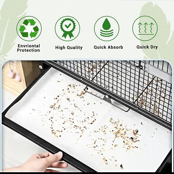 ZIQON 120 Pcs Bird Cage Liner Papers Big Size Cage Paper Liners Disposable Cage - Image 4