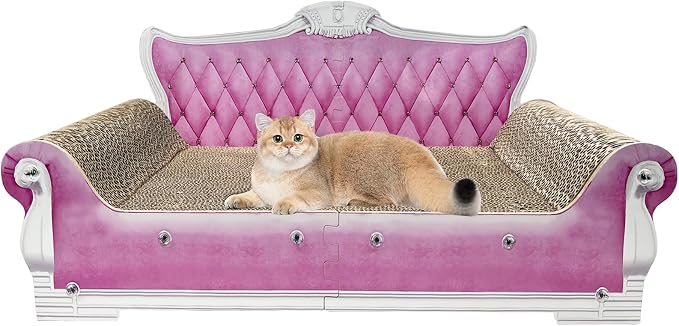 Luxury Cardboard Cat Scratcher Sofa Bed, Couch Shaped Scratching Board by INRLKIT