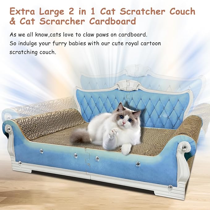 Luxury Cardboard Cat Scratcher Sofa Bed, Couch Shaped Scratching Board - Image 7
