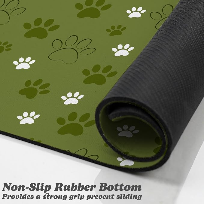 Dog Food Mat, Absorbent Water Bowl Mats Cat Pet Feeding Placemats Dark Green 16 - Image 3