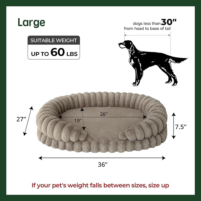 BALANCE Calming Dog Bed for Large Sized Dogs, 36 Inches Oval Washable Pet Bed - Image 5