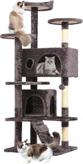 BestPet | 54" Cat Tree Tower | Purple Gray | Sturdy, Hanging Cat Toys, by BestPet