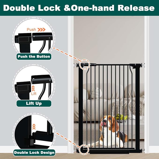 Fairy Baby 40.5" Extra Tall Baby Gate, 72.3"-76.7" Extra Wide Large Dog Pet - Image 4