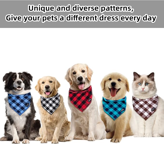 Buffalo Plaid Dog Bandanas Fall Christmas Classic 6PCS Dog Gifts Red Blue Green - Image 7
