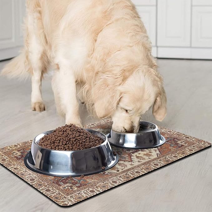 Dog Food Mats for Floors, Absorbent and Quick-Drying Pet Cat Food Mat, - Image 2