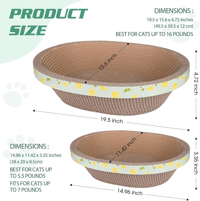 2pc Set Includes 1 X 19.5 Large + 1 X 14.96 Cute Cat Scratcher Cardboard Bed - Image 6