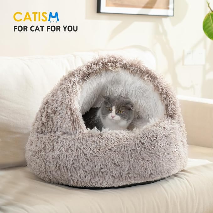 CATISM Cat Bed, Plush Hooded Cat Beds - Image 8