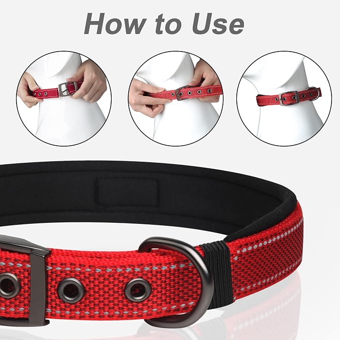 PetiFine Dog Collar for Large Dogs, Neoprene Padded and Adjustable, Reflective - Image 6