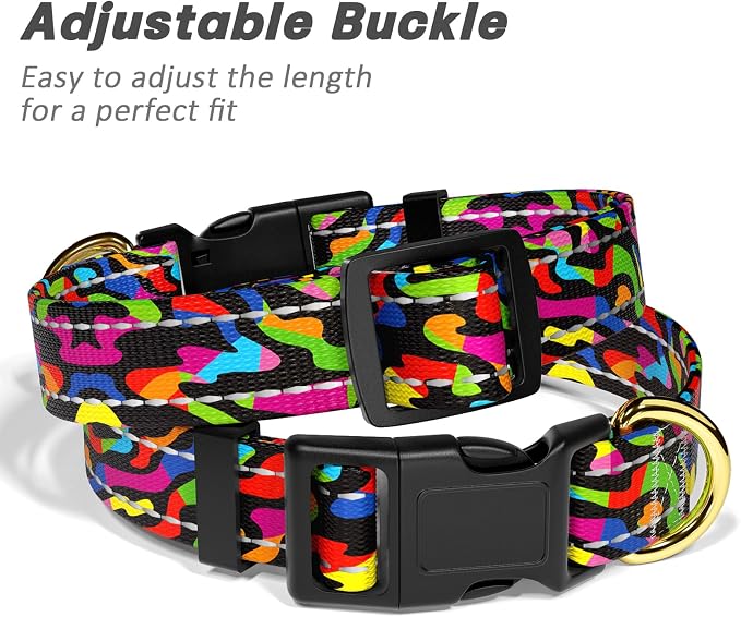 Reflective Dog Collar for Large Dogs, Cute Boho Adjustable Heavy-Duty Nylon - Image 6