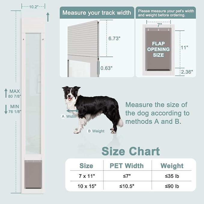 Sliding Glass Pet Door Insert, Easy Install Aluminum Doggy Door - Image 2