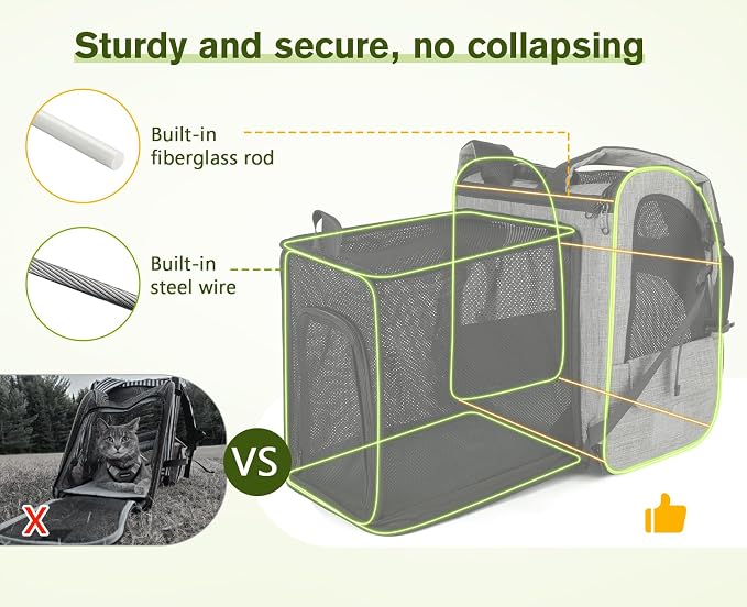 Pecute Cat Backpack Carrier Expandable, Pet Backpack - Image 3