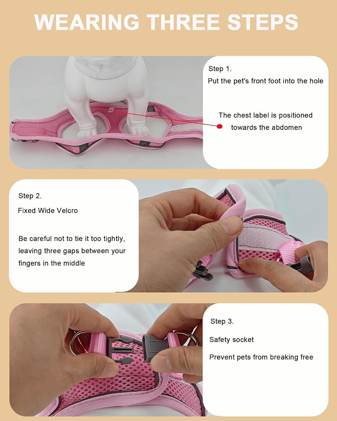 XS Orange Soft Mesh Dog Harness and Leash Set, No Escape Puppy Harnesses - Image 5