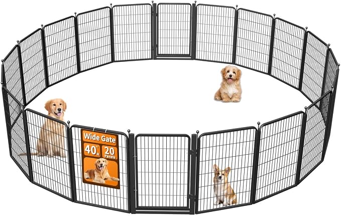 Dog Fence Outdoor Pens Outside, Portable Dog Play Pen 40" H 20 Panels Pet by Unknown