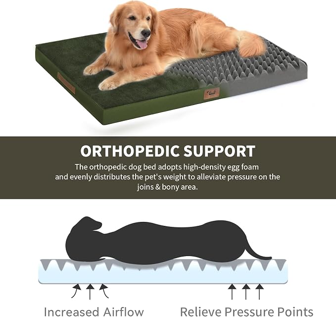 Plush Orthopedic Dog Bed for Medium Dogs & Puppies, Waterproof Dog Beds 29x18 - Image 2