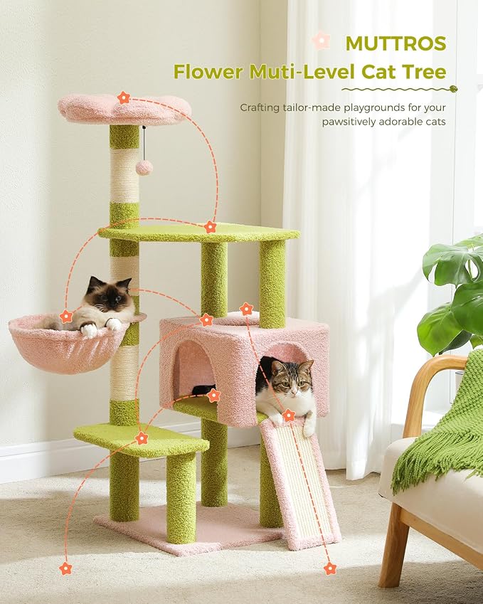Flower Cat Tree 47.2" Multi-Level Cat Tower - Image 6