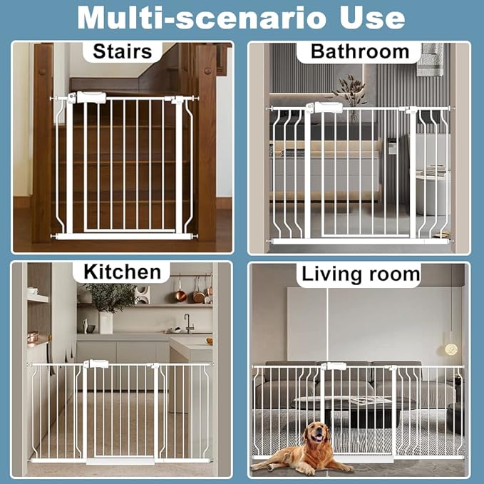 Extra Wide Baby Gates 71.5-76.3 Inch White Pressure Mounted Baby Gate Indoor - Image 7
