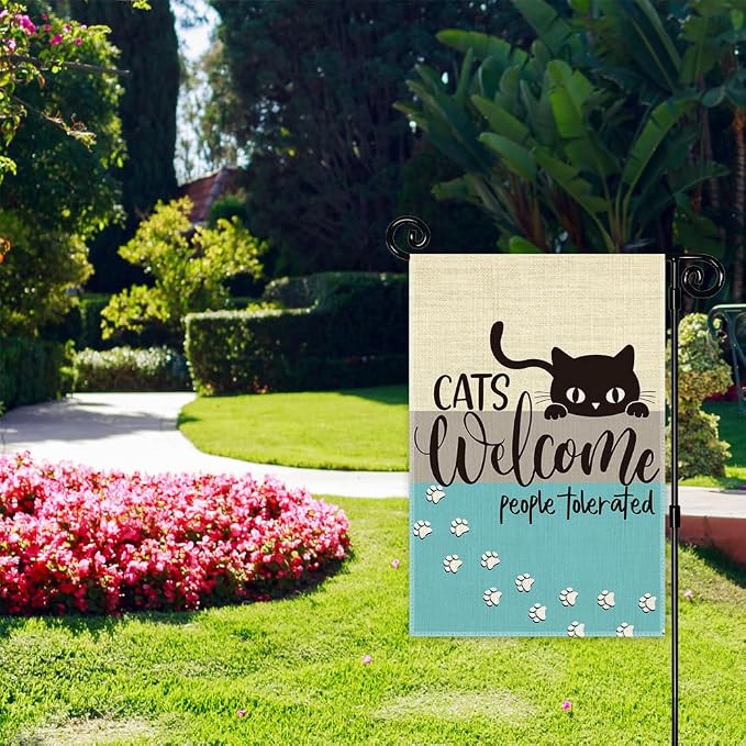 Cats Welcome People Tolerated Garden Flag, Pet Lover Porch Flag, Outdoor Home - Image 4