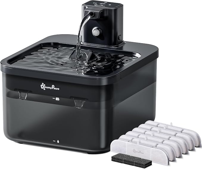 DownyPaws Battery Operated Cat Water Fountain, 84oz/2.5L Fursink Wireless Cat by DownyPaws
