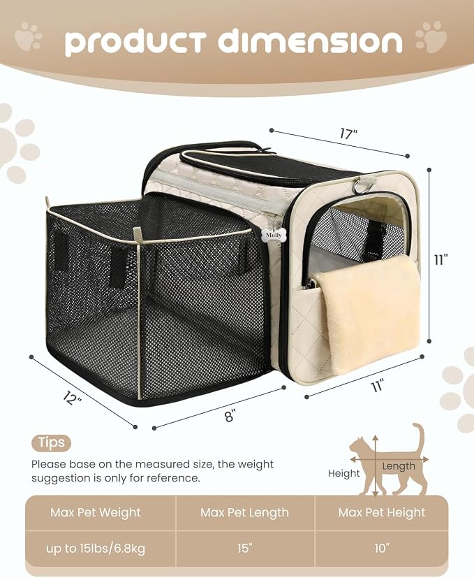 MIDOG Cat Carrier Soft for Small to Medium-Sized Cats, TSA Airline Approved - Image 5