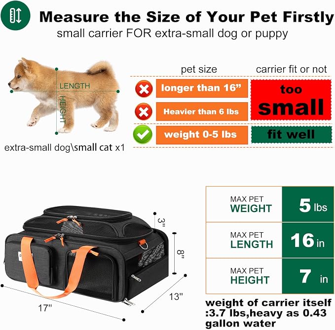 17x13x8 Frontier Allegiant Breeze Airlines Approved top Expandable pet Carrier - Image 3