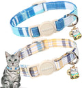 DOGWONG Cat Collar, 2 Blue Plaid Pack, Breakaway by DOGWONG