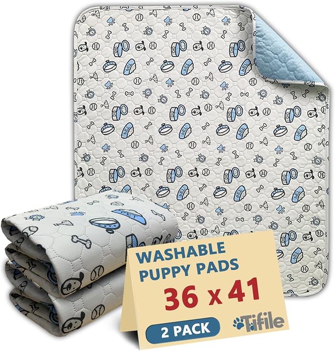 Washable Pee Pads for Dogs, 2 Pack Reusable Puppy Pads, Absorbent Whelping by TIFILE