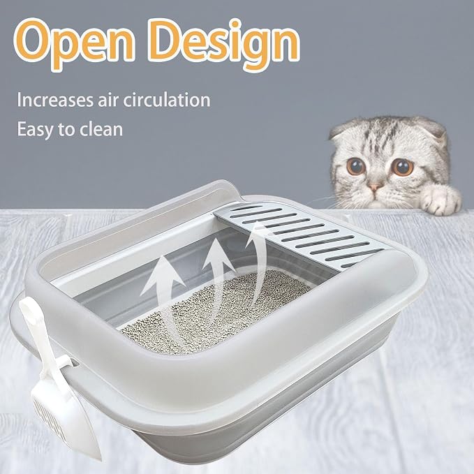 Collapsible Kitten Litter Box, Open High Sided Cat Potty Pan - Image 6