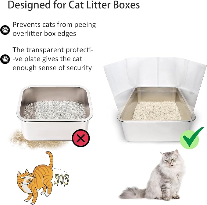 4PCS Cat Litter Box Pee Shields, Transparent Easy Clean Splash Guard - Image 4