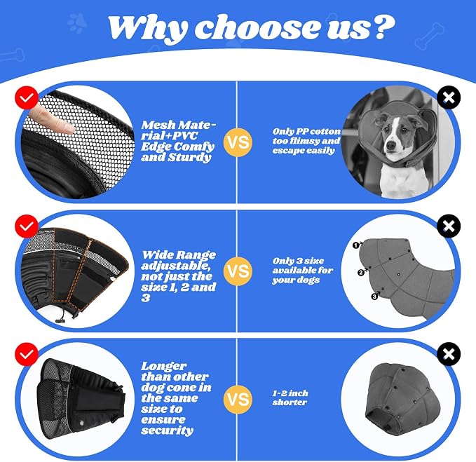 Inflatable Dog Cone for Dogs After Surgery, Soft Adjustable Elizabethan Collar - Image 7
