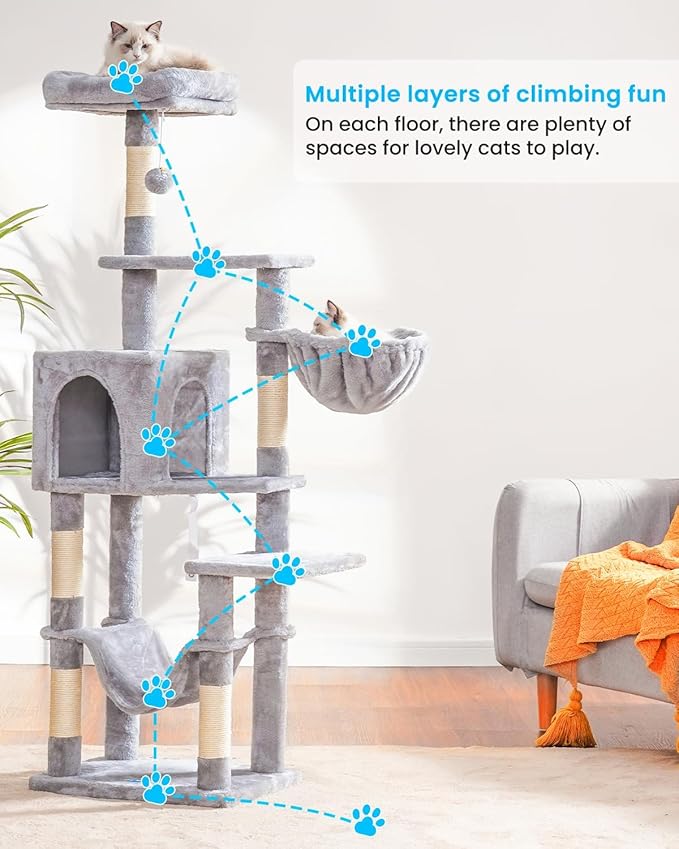 Hey-brother Cat Tree with Large Hammock, Cat Condo with Sisal-Covered - Image 2