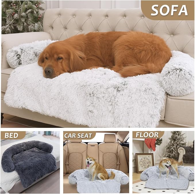 Calming Dogs/Cats Bed Mats, Dog Pad Washable Removable Couch Cover, Plush Long - Image 7