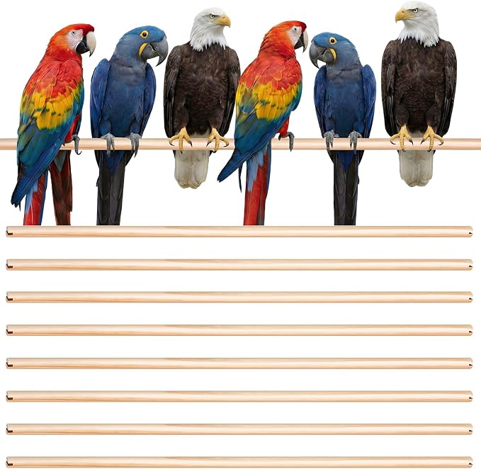 Sintuff 8 Pcs Bird Perches for Cage Accessories, Wooden Perch Rods Replacement by Sintuff