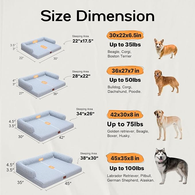 Large Dog Bed Orthopedic Washable Dog Beds Bolster - Image 3