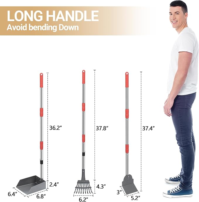 Heeyoo Dog Pooper Scooper, Dog Poop Tray and Rake Set, Pet Waste Removal Scoop - Image 3